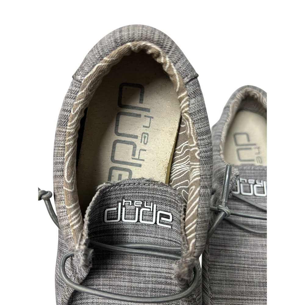 HEYDUDE Wally Youth Linen Stone Grey Shoes 130130704 Size 4 Youth / 5 Women - Picture 3 of 8